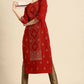 Janasya Women's Rust Crepe Ethnic Motifs Casual Straight Kurta | Swadesiicart