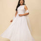 FIORRA Women's White Georgette Anarkali Kurta With Dupatta - Swadesiicart