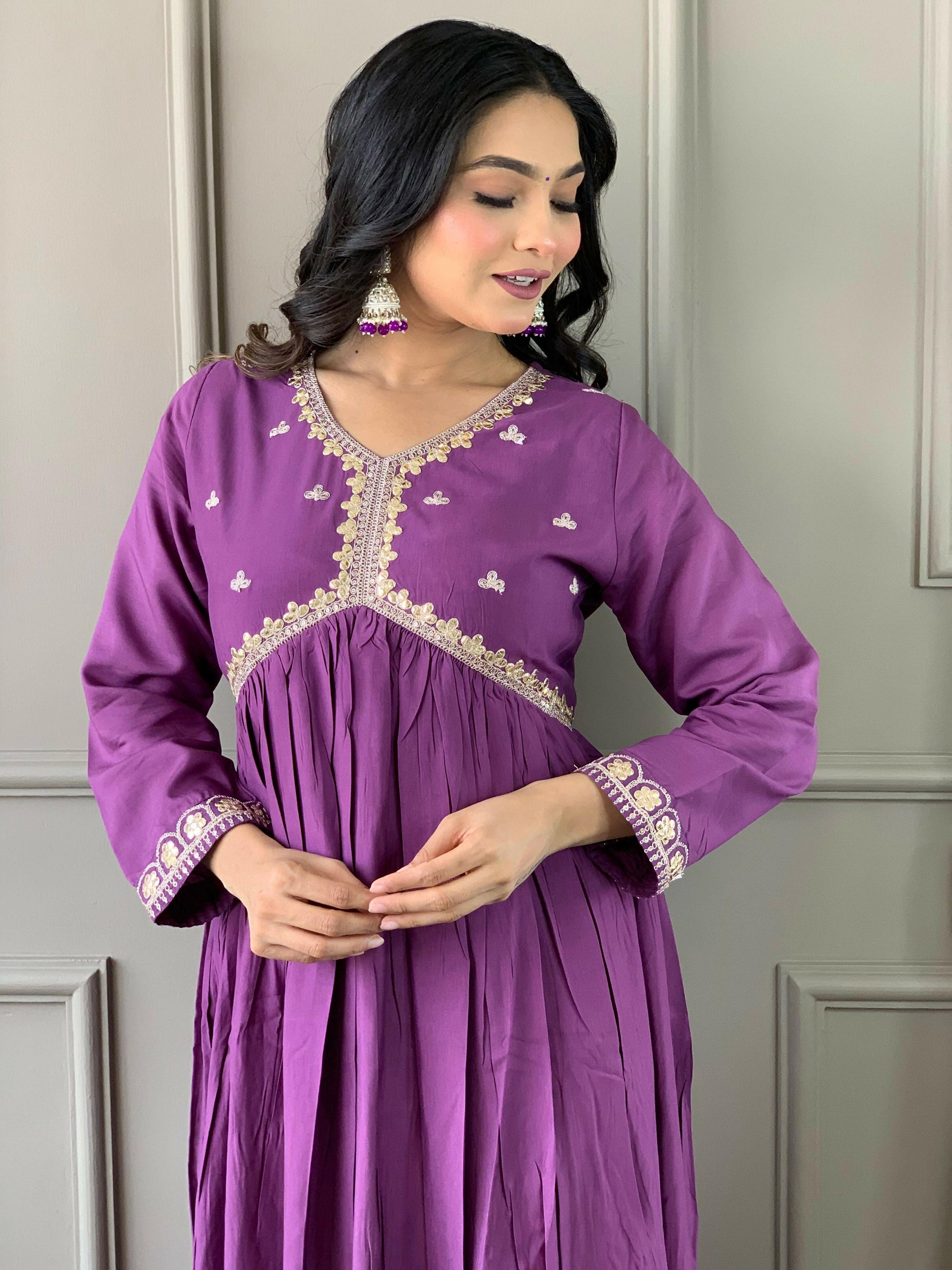 Partywear Designer BSY Viscose Purple Stitched Suit With Dupatta - Tanisha | Swadesiicart