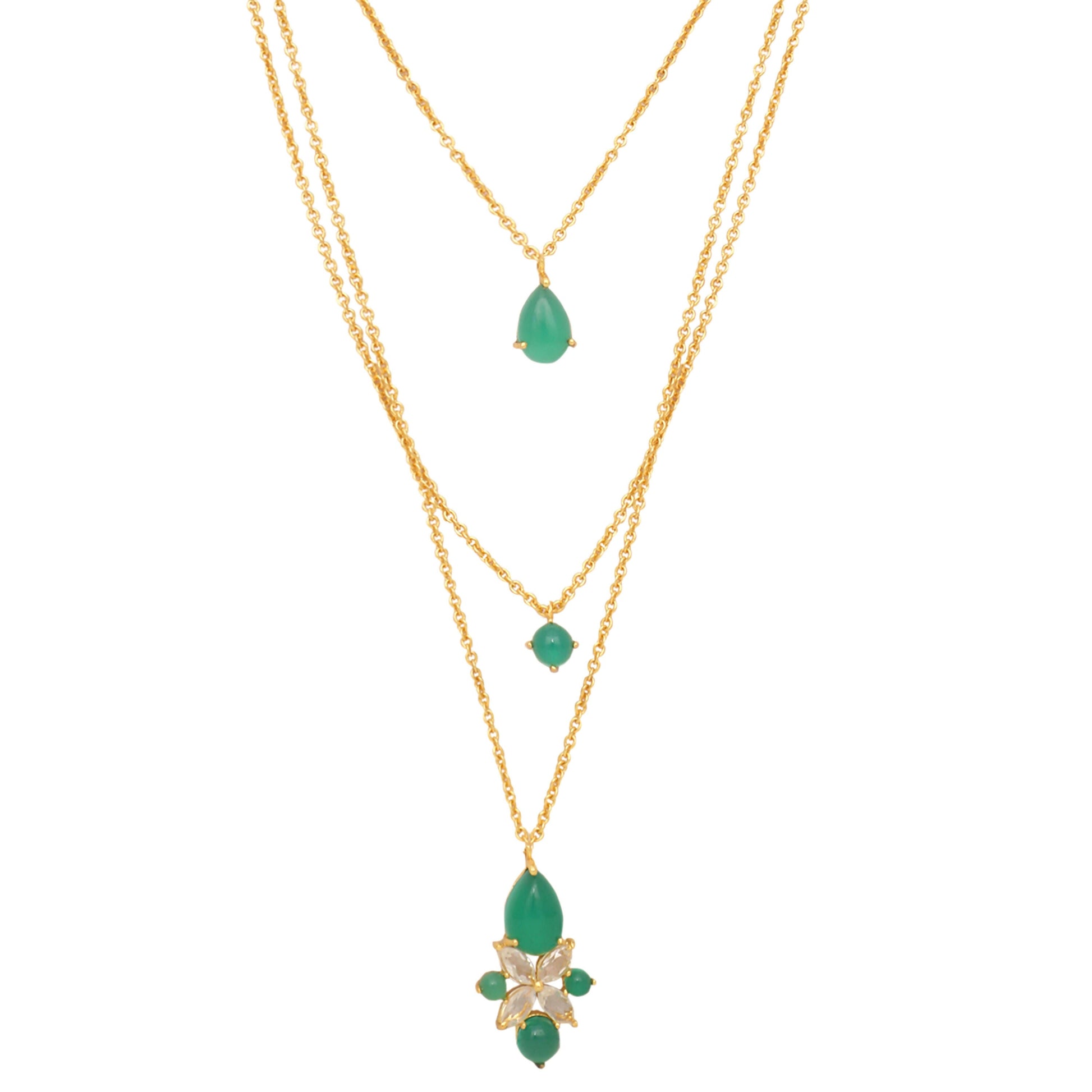Nuyug 18k Trio Pendant Gold Anti Tarnish Necklace | Swadesiicart