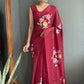 Aayaa Designer 1 min Hand Painted Ready to Wear saree - Maroon | Swadesiicart