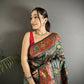 Joban Fashion Dark Green Banarasi Soft Silk Woven Saree | Swadesiicart