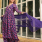 Janasya Purple Georgette Floral Kurta,Bottom & Dupatta | Swadesiicart