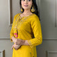 Partywear Designer Chanderi Mustard Stitched Suit With Dupatta - Tanisha | Swadesiicart