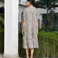 Vaasva Women's Grey Cotton Digital Printed Embroidered Placket Dress | Swadesiicart