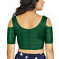 Aastha Fashion Women's Green Art Silk Cold Shoulder Sleeve Readymade Blouse