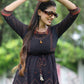 Juniper Black Georgette Festive Printed A-Line Dress For Women | Swadesiicart