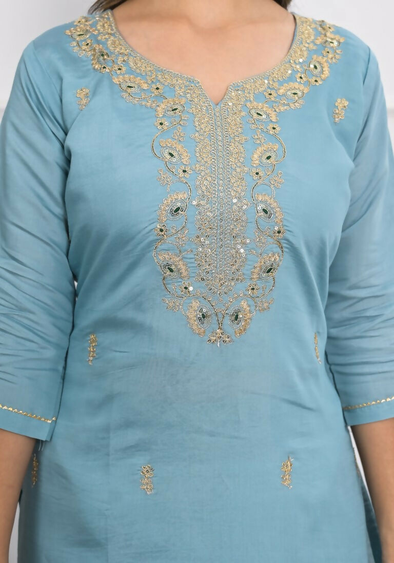 Lavender Viscose Silk Embroidery with Thread and sequence Stitched Suit With Dupatta - Tanisha | Swadesiicart