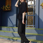 Black Crush Plain Top with Matching Bottom - Eesha - Swadesiicart