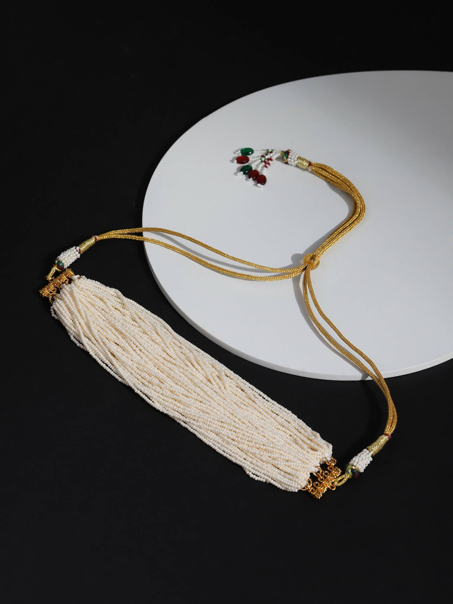 White Brass Gold-Polished Necklace - Ruby Raang | Swadesiicart