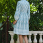 Juniper Women's Skyblue Rayon Floral Printed Short Tiered Dress | Swadesiicart
