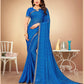 Blue Chiffon Leheriya Printed Saree With Unstitched Blouse Piece - Swarna