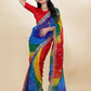 Blue Georgette Bandhani Printed,Embroidery Work Saree - Bandhan