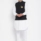Even Apparels Black Pure Cotton Nehru Jacket With Eid Insignia NJ-PW668-CHA | Swadesiicart