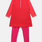 Ahalyaa Red Chnaderi Gold Khari Print Kids Kurta Churidar Set For Boys | Swadesiicart
