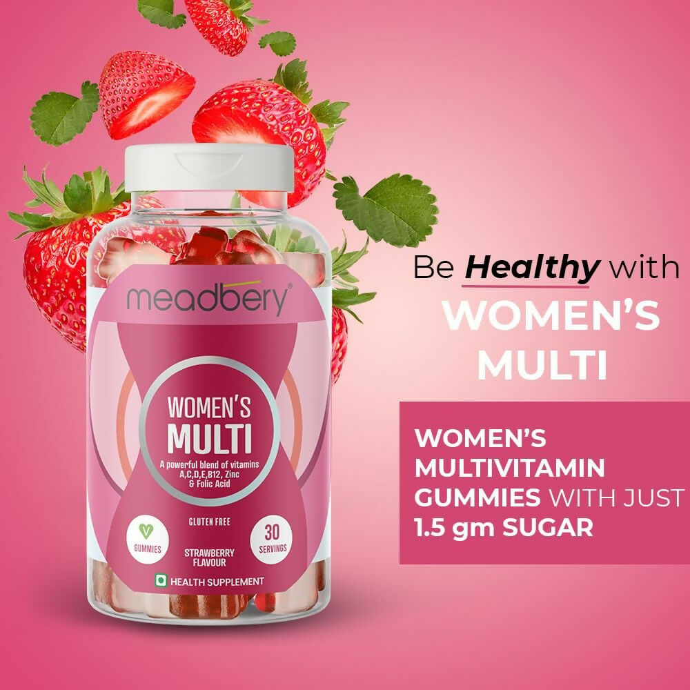 Meadbery Women's Multivitamin Gummies - Strawberry Flavour - Swadesiicart