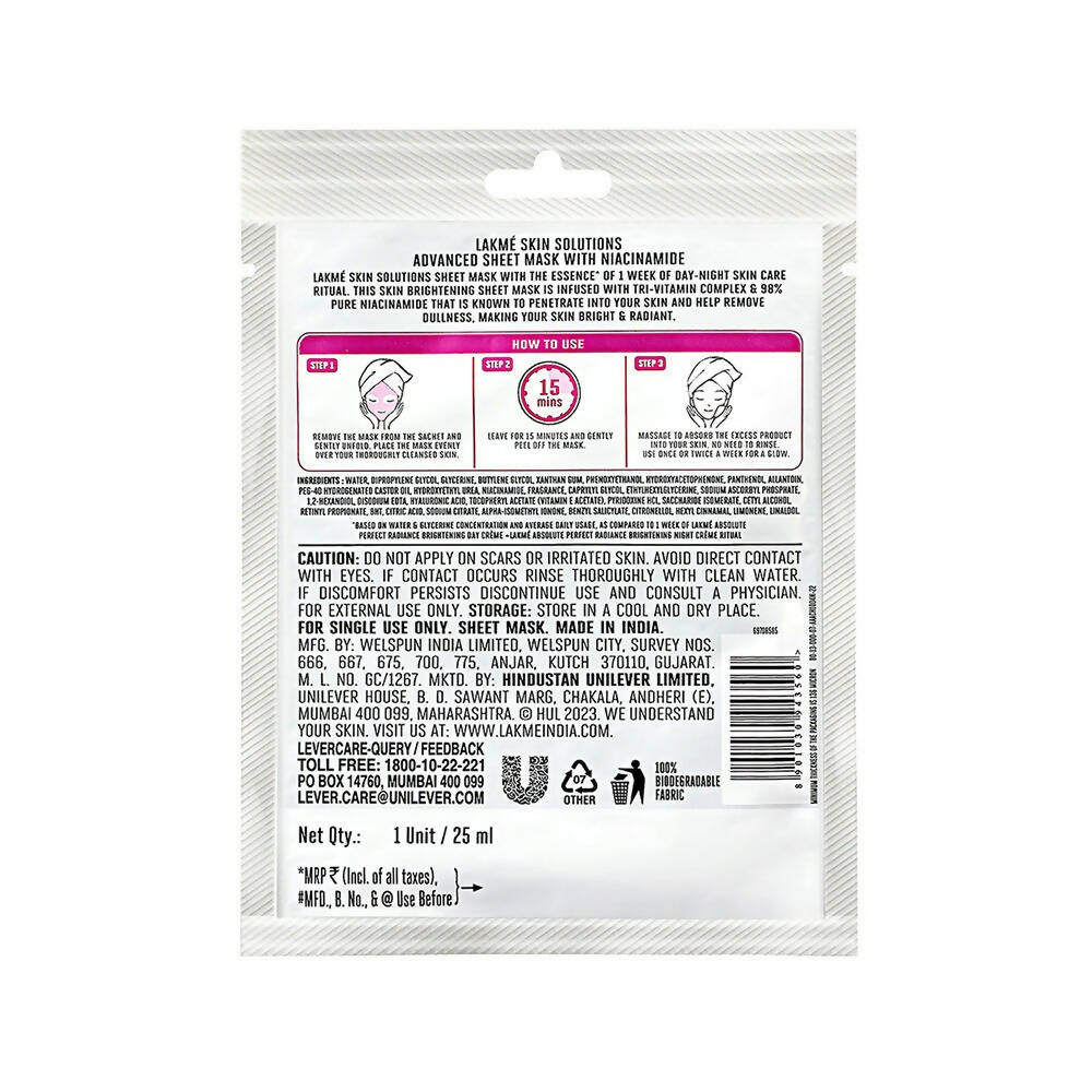 Lakme Skin Solutions Brightening Sheet Mask - Swadesiicart