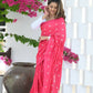 Beatitude Pink Khadi Floral Embroidered Saree