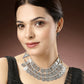 NVR Women's 3 Layered Artificial Beads German Silver Oxidised Necklace | Swadesiicart