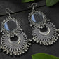 Mominos Fashion Johar Kamal Silver Oxidised Mirror Chandbali Earrings - Swadesiicart