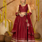 AI Fashion Maroon Silk Crepe Designer Navratri Wear Lehenga Choli Collection