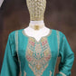 Anaita Turquoise Heavy Chinon Readymade Suit with Embroidery & Sequence Work