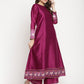 Ahalyaa Women's Purple Poly Silk Solid Kurta Palazzo Set With Dupatta | Swadesiicart
