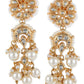Gold-Toned White Pearl Beaded Contemporary Gold-Polished Jhumkas Earrings - Ruby Raang - Swadesiicart