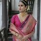 Vishnu Weaves Women's Wine Paithani Silk Saree with Blouse - Swadesiicart