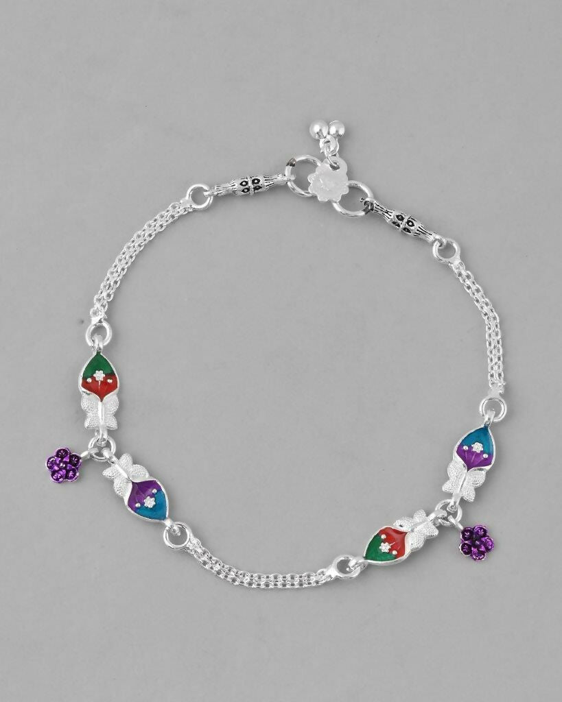 VOJ Set of 2 Mutli Color Meenakari Anklet - Swadesiicart