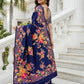Aastha Fashion Royal Blue Premium Russian Silk Designer Floral Position Print Saree