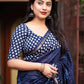Blue Pure Chanderi Hand Block Saree with Unstitched Blouse - Hiral Fashion | Swadesiicart