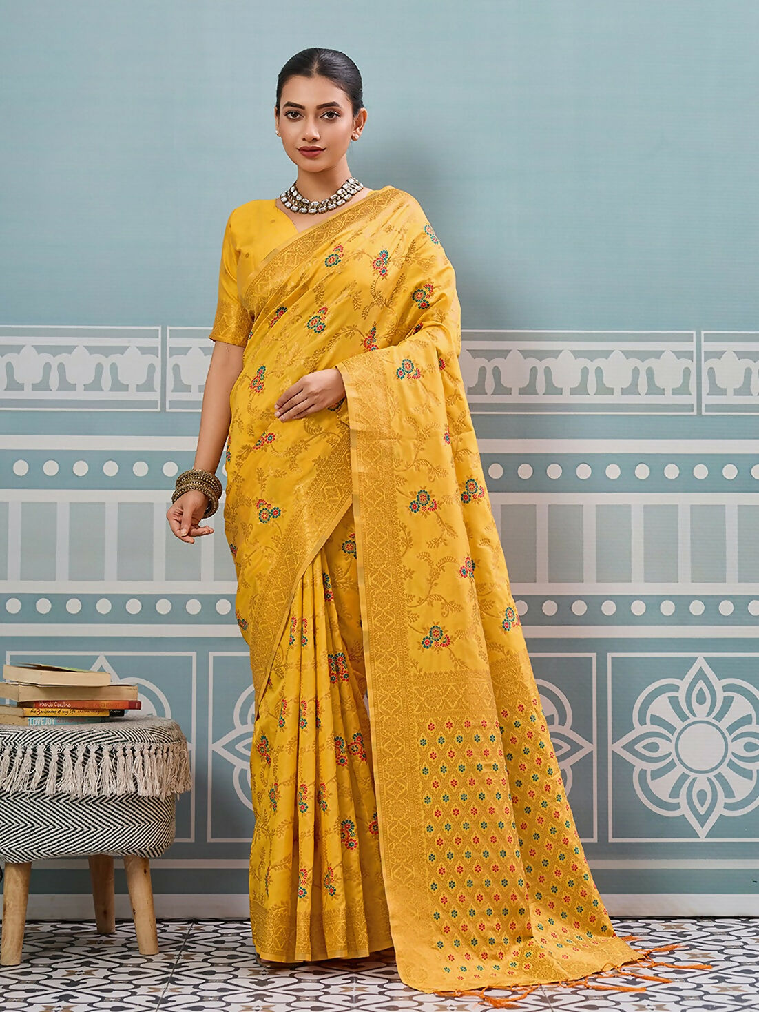 Shree Shyam Fashion Yellow Silk Saree