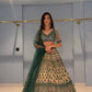 Jyoti Fashion Teal Green & Cream 3mm with Thread Embroidery Georgette Lehenga Choli with Dupatta | Swadesiicart