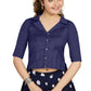 Aastha Fashion Women's Women's Navy Blue Art Silk Button Readymade Blouse