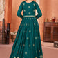 Rama Green Festive Embroidered Art Silk Anarkali Suit - Emponline | Swadesiicart