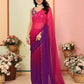 Aafreen Partywear Designer Dark pink & Purple Georgette Fancy Saree