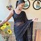 Black Georgette Sequence Embroidery Cut Work Saree - Saadia