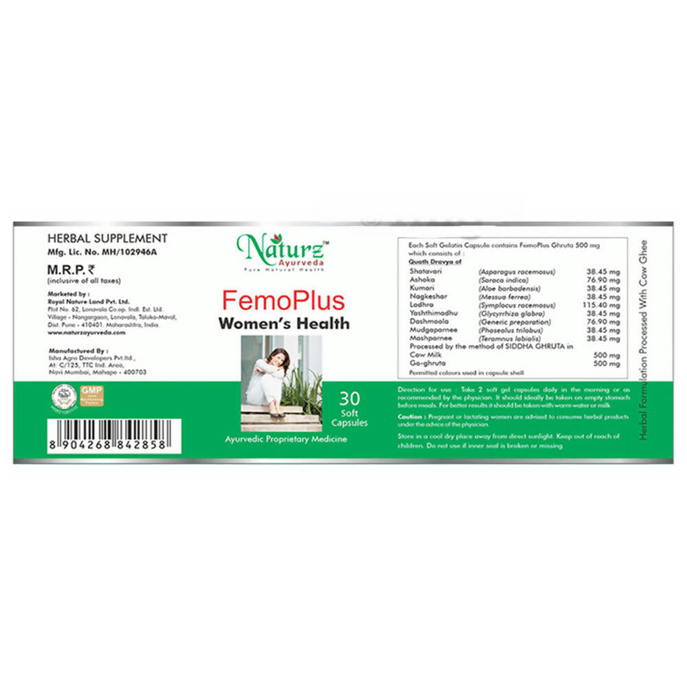 Naturz Ayurveda Femo Plus Women's Health Capsules | Swadesiicart