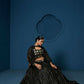 Black Sequence Work Georgette Crop Top Type Full Sleeve Lehenga Choli - Jihu Culture
