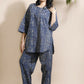 Breathables Blue Abstract Cotton Kurta & Pant Co-Ord Set
