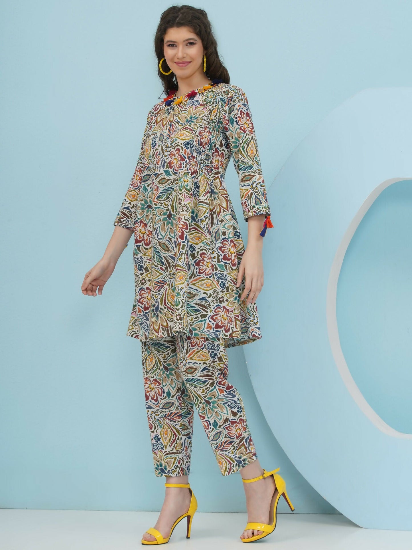 Joban Fashion Floral Co Ord Set - Multi Color - Swadesiicart