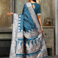 Astita Banarasi Silk Blue Saree | Swadesiicart