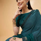 Green Lycra Flock Work, Seuqins Embroidery, Handwork Shoulder Butta Saree - Norita Hit Design - Swadesiicart