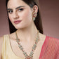 NVR Women's Set of 2 Red & Gold Kundan Studded Jewellery Set Choker & Long Necklace With Earrings - Swadesiicart