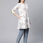 Ahalyaa Women Off White Pure Cotton Floral Printed Tunic | Swadesiicart