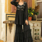 Janasya Black Georgette Sequined Tunic & Bottom | Swadesiicart
