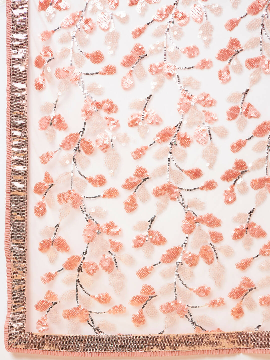 Peach Lycra Sequin Embroidery And Frills Saree - Norita Hit Design - Swadesiicart