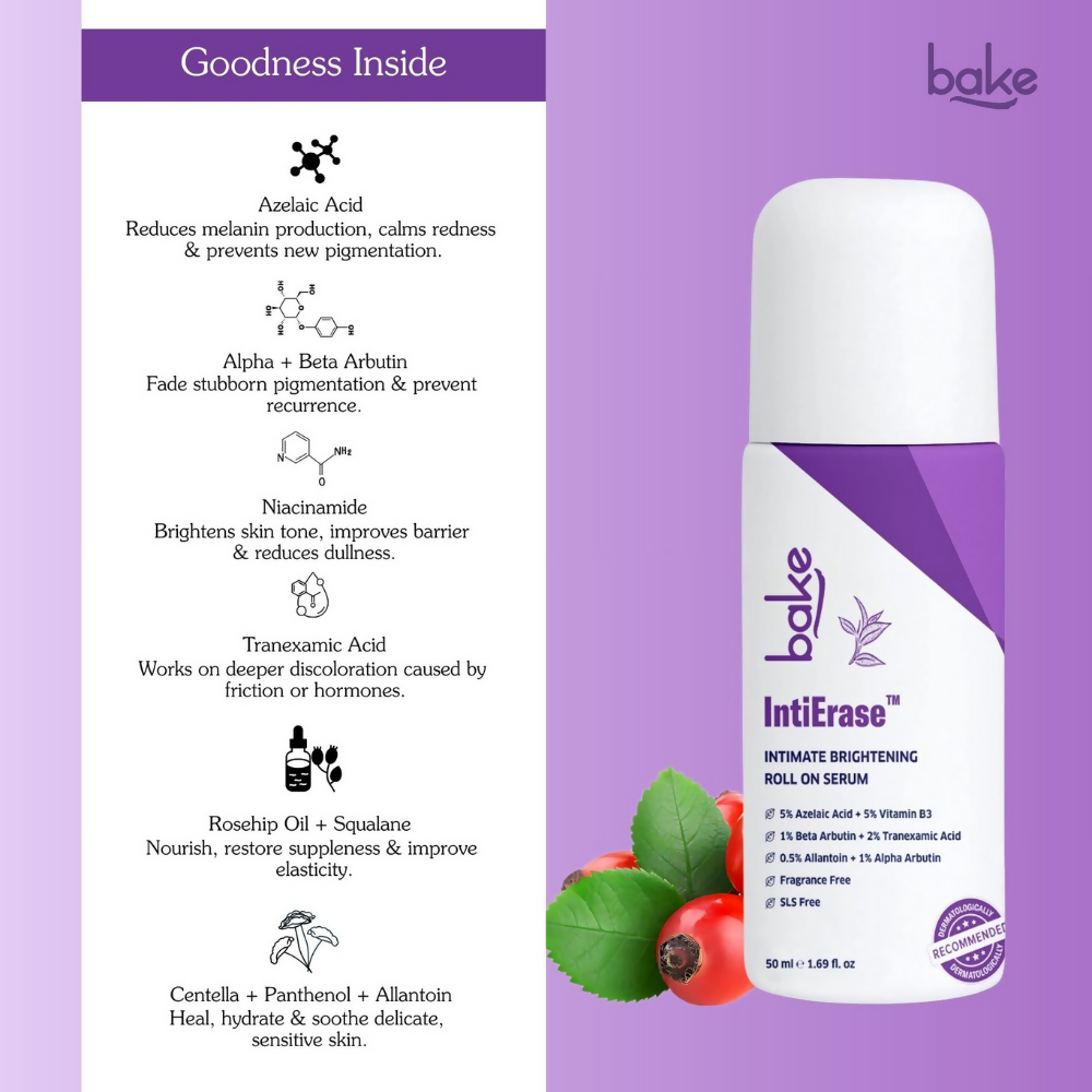Bake IntiErase™ Intimate Brightening Roll On Serum | Swadesiicart