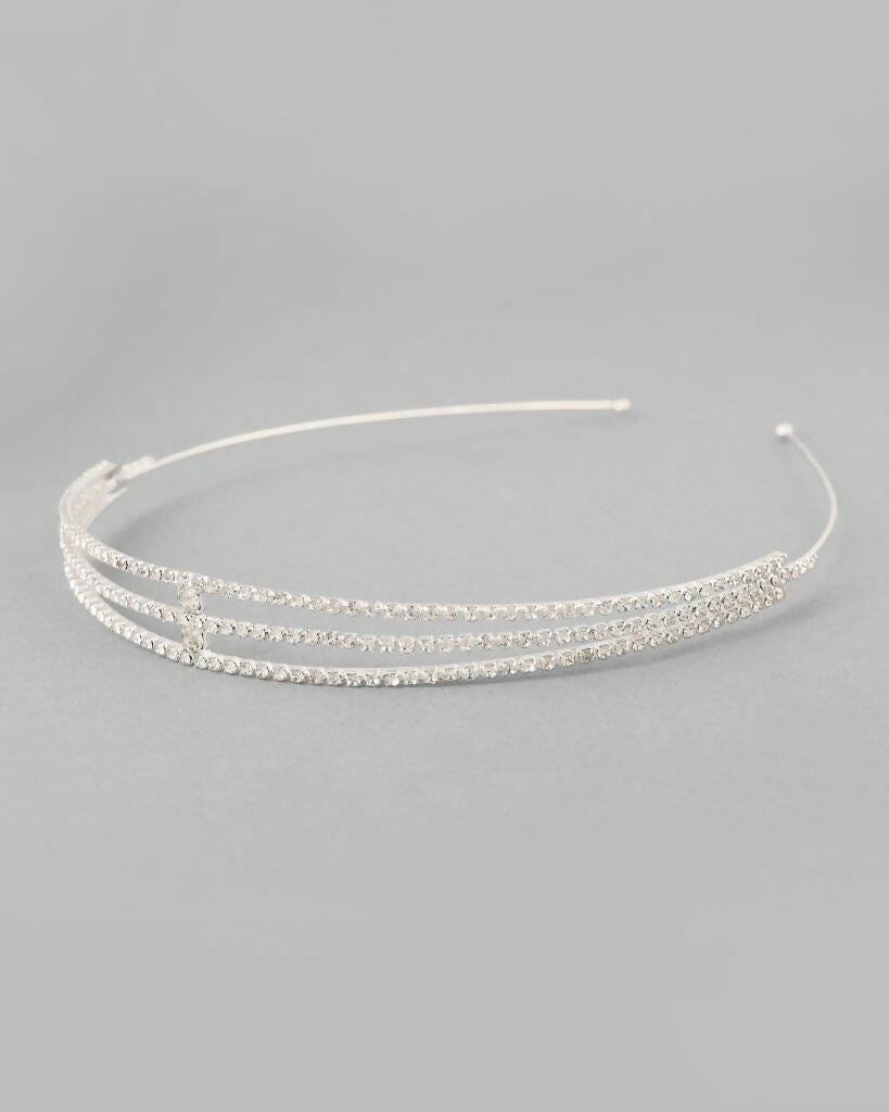 VOJ Silver Plated AD Stone Studded Hair Band | Swadesiicart